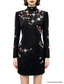 Platlogy Black Stand Collar Long Sleeve Mini Dress Heavy Star Rhinestone Embellished Elegant Party Cocktail Dress