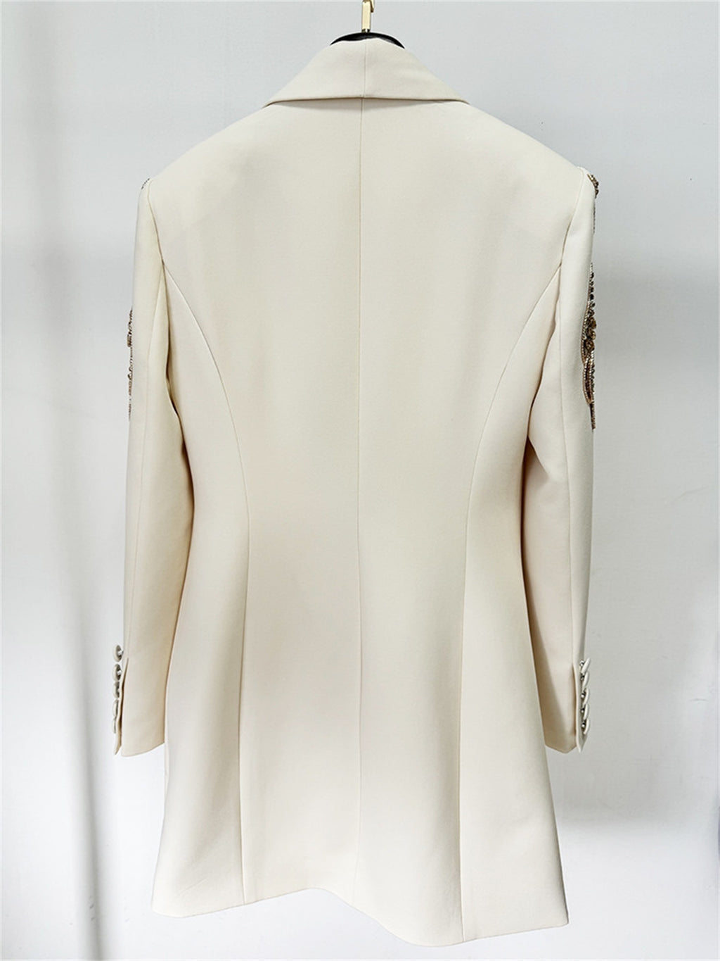 Platlogy Women's Luxury Designer Jacket Slim Fitting Rhinestone Diamonds Beaded Sequin Long Blazer Coat