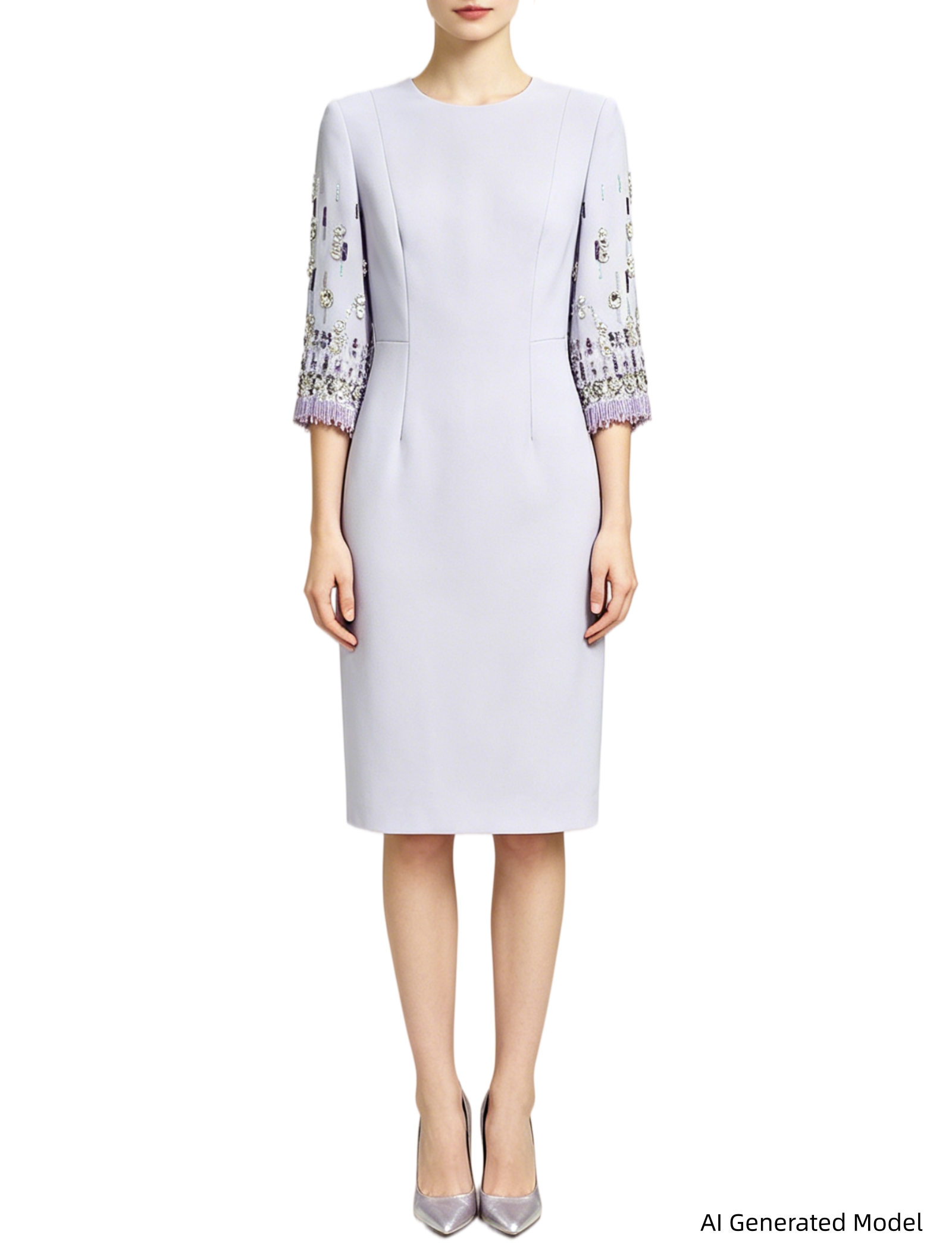 Platlogy Bright Yellow Beaded Tassel Mid Sleeve Midi Dress Elegant Formal Party Cocktail Wedding Guest Dress
