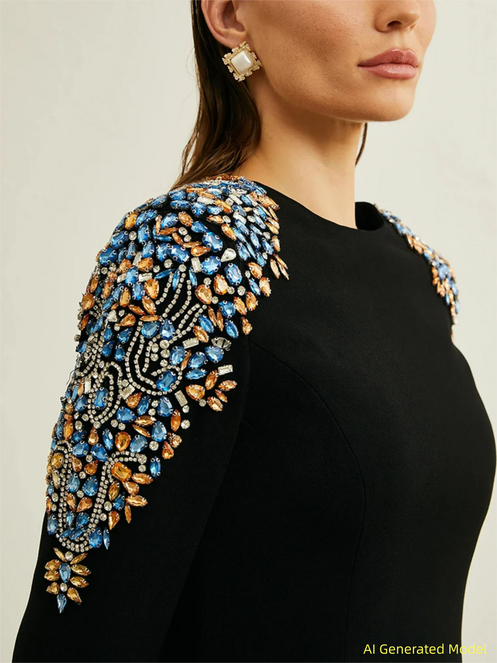 Platlogy Elegant Sheath Midi Dress with Crystal Embellishments for Banquets