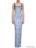 Platlogy Light Blue Rhinestone Sleeveless  Bodycon Dress Formal Evening Party Dress