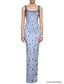 Platlogy Light Blue Rhinestone Sleeveless  Bodycon Dress Formal Evening Party Dress