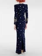 Elegant Beaded Cocktail Dress Crew Neck Slim Fit Midi Dress for Special Occasions