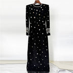 Elegant Beaded Cocktail Dress Crew Neck Slim Fit Midi Dress for Special Occasions