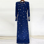 Elegant Beaded Cocktail Dress Crew Neck Slim Fit Midi Dress for Special Occasions