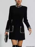 Platlogy Elegant Jewel Neckline Bodycon Party Dress