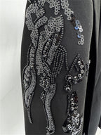 Platlogy Women's Luxury Designer Jacket Slim Fitting Rhinestone Diamonds Beaded Sequin Long Blazer Coat