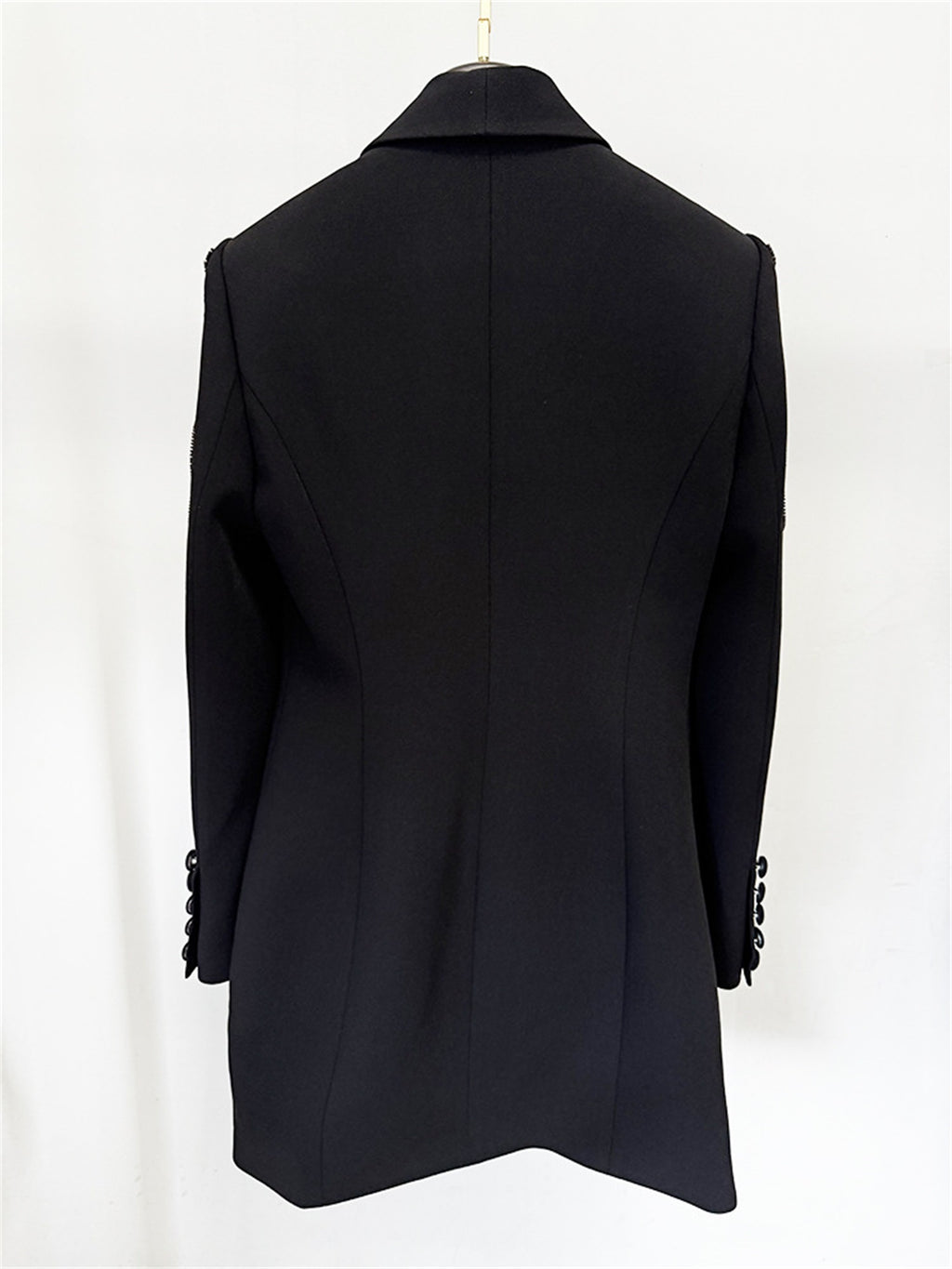 Platlogy Women's Luxury Designer Jacket Slim Fitting Rhinestone Diamonds Beaded Sequin Long Blazer Coat