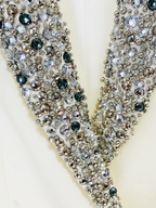 Platlogy Women's Luxury Designer Jacket Slim Fitting Rhinestone Diamonds Beaded Long Blazer Coat