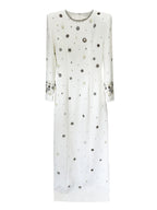 Elegant Beaded Cocktail Dress Crew Neck Slim Fit Midi Dress for Special Occasions