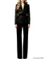 Platlogy Black Sequin Lace Blazer Straight Trouser 2 Piece Set Elegant Formal Women Pant Suit for Evening Party Business Occasions