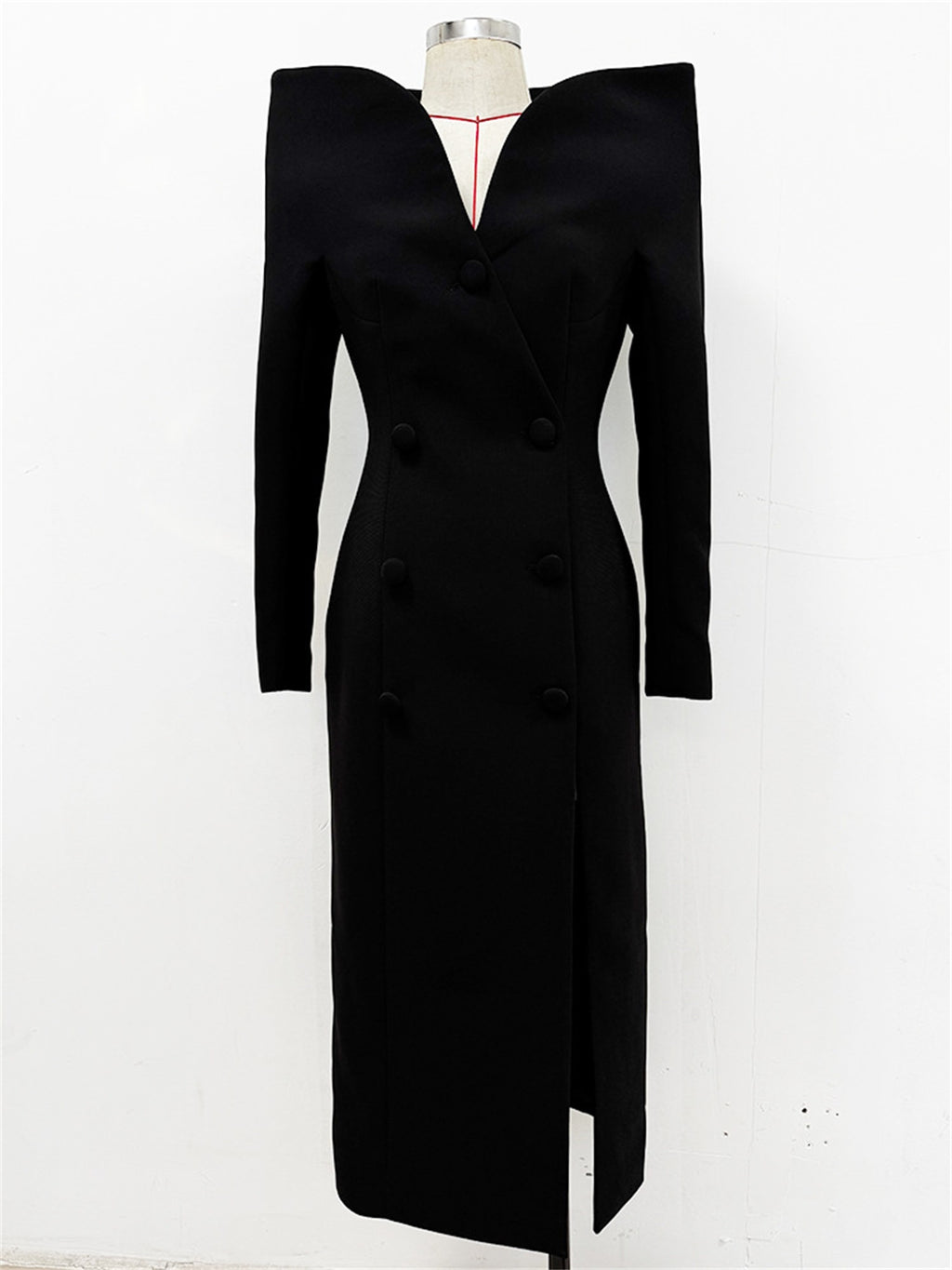 Platlogy Women's Fashion Designer Stand Collar Long Trench Overcoat Windbreaker