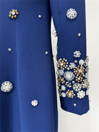 platlogy Women's Fashion Designer Party Formal Long Sleeve Luxurious Rhinestone Diamonds Beaded Long Maxi Dress Gowns