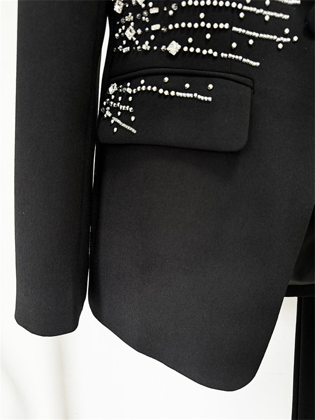 Platlogy Women's Matching Sets Heavy Beaded Diamond One Button Suit Trousers Set Two Piece Sets Womens Outifits