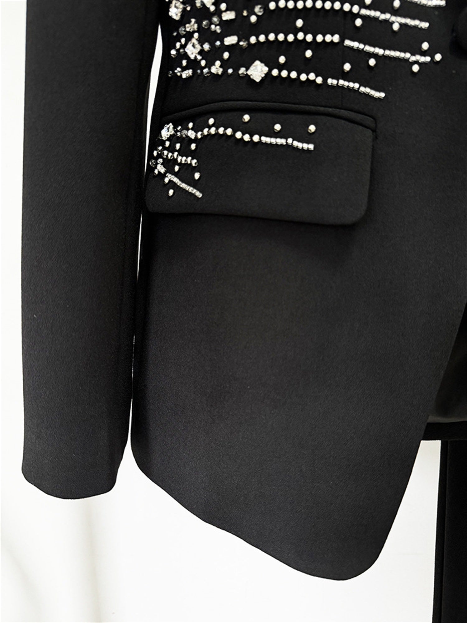 Platlogy Women's Matching Sets Heavy Beaded Diamond One Button Suit Trousers Set Two Piece Sets Womens Outifits