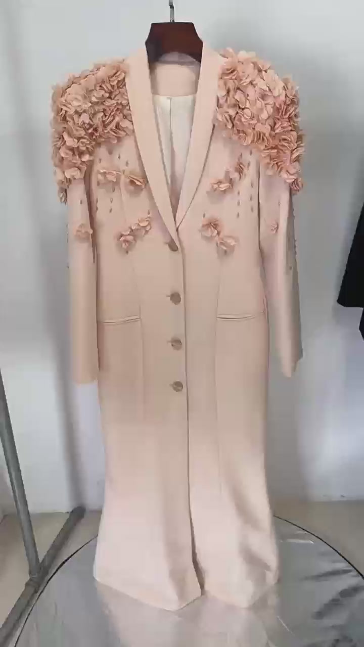 Formal Long Sleeve Tailored Blazer Gown For Women