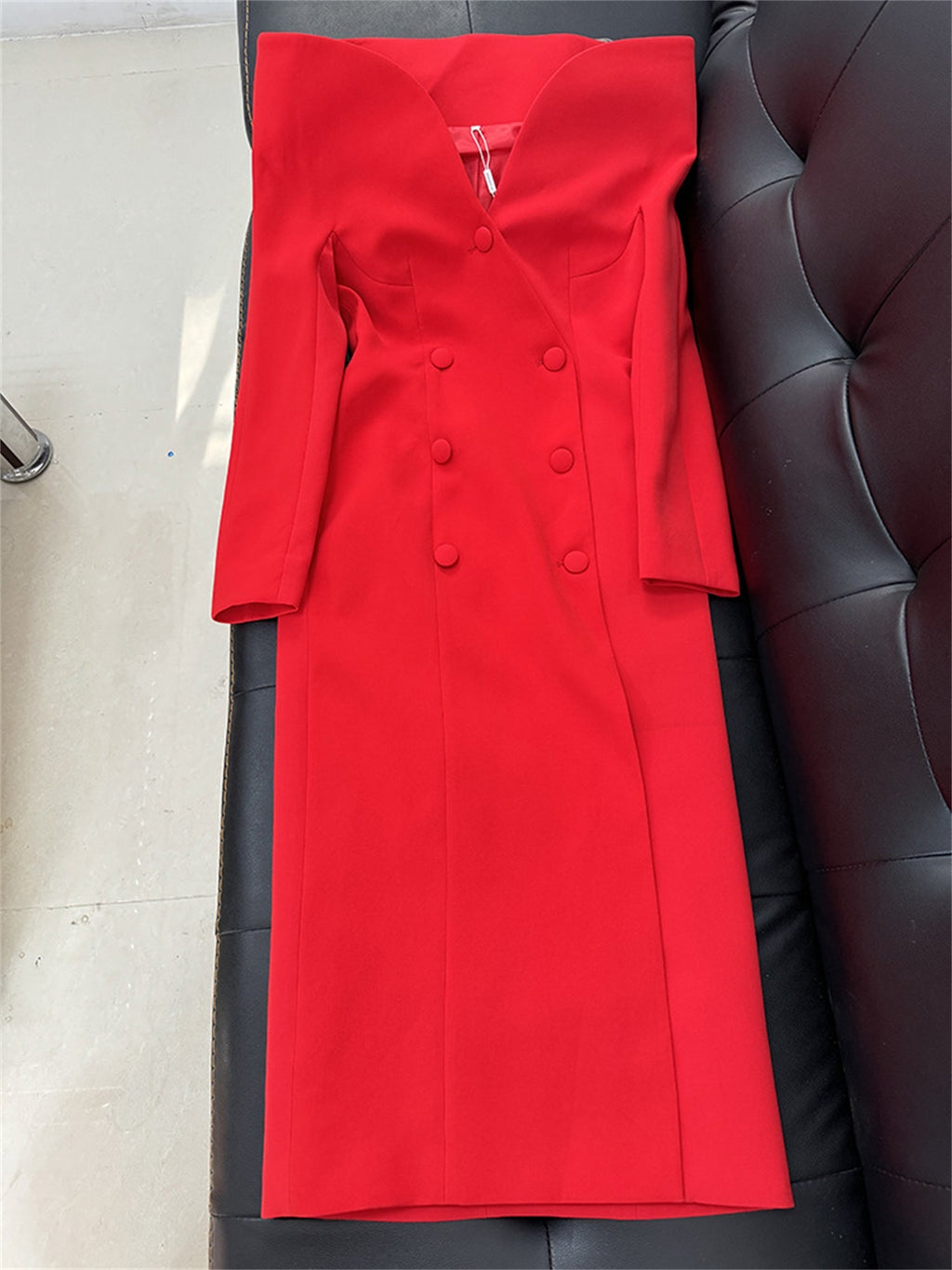Platlogy Women's Fashion Designer Stand Collar Long Trench Overcoat Windbreaker