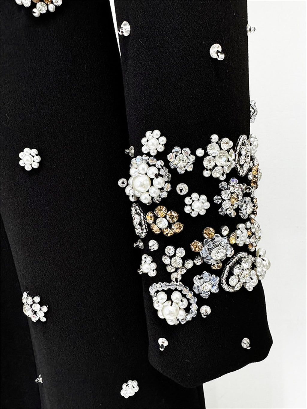 platlogy Women's Fashion Designer Party Formal Long Sleeve Luxurious Rhinestone Diamonds Beaded Long Maxi Dress Gowns