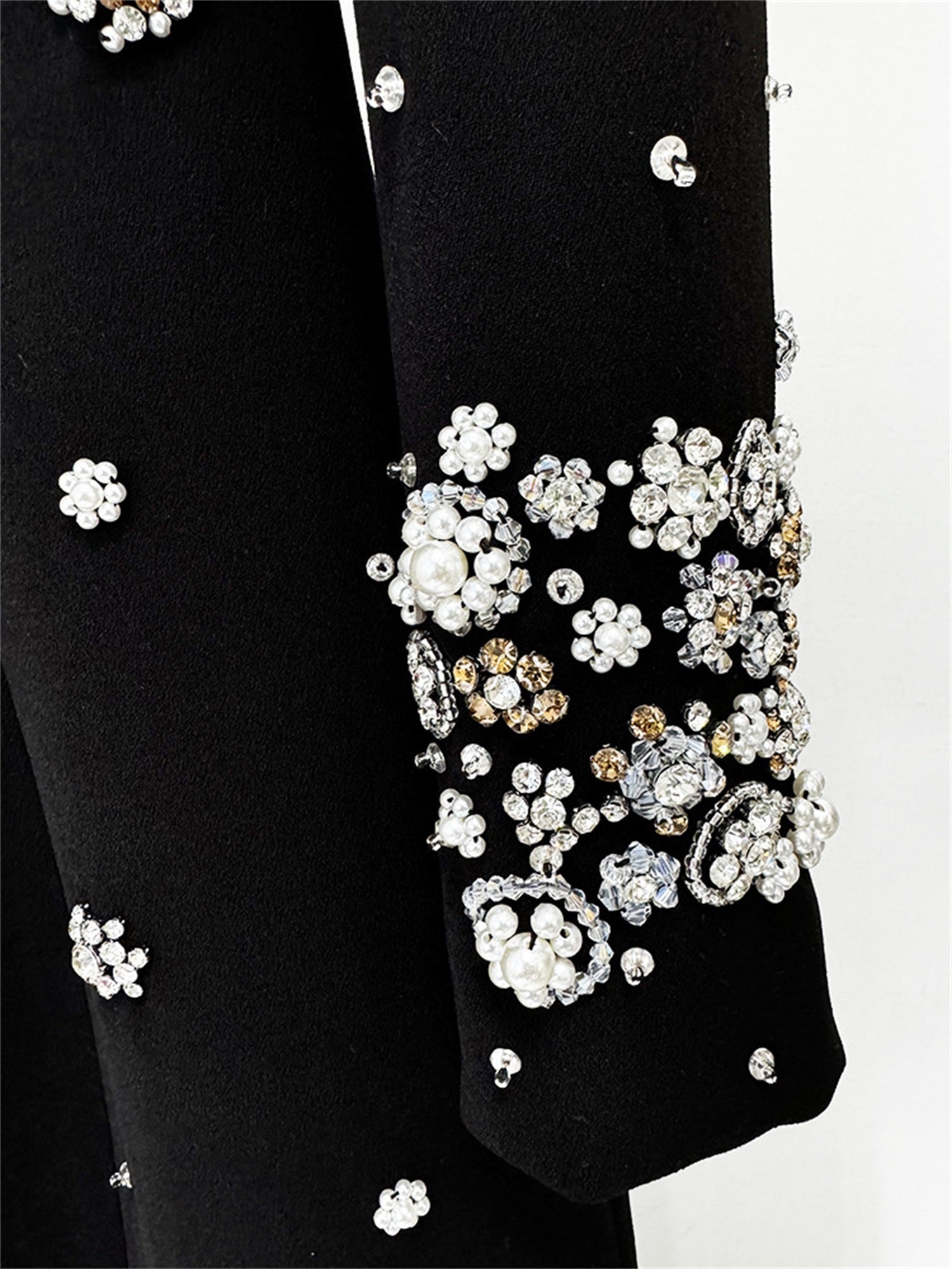 platlogy Women's Fashion Designer Party Formal Long Sleeve Luxurious Rhinestone Diamonds Beaded Long Maxi Dress Gowns