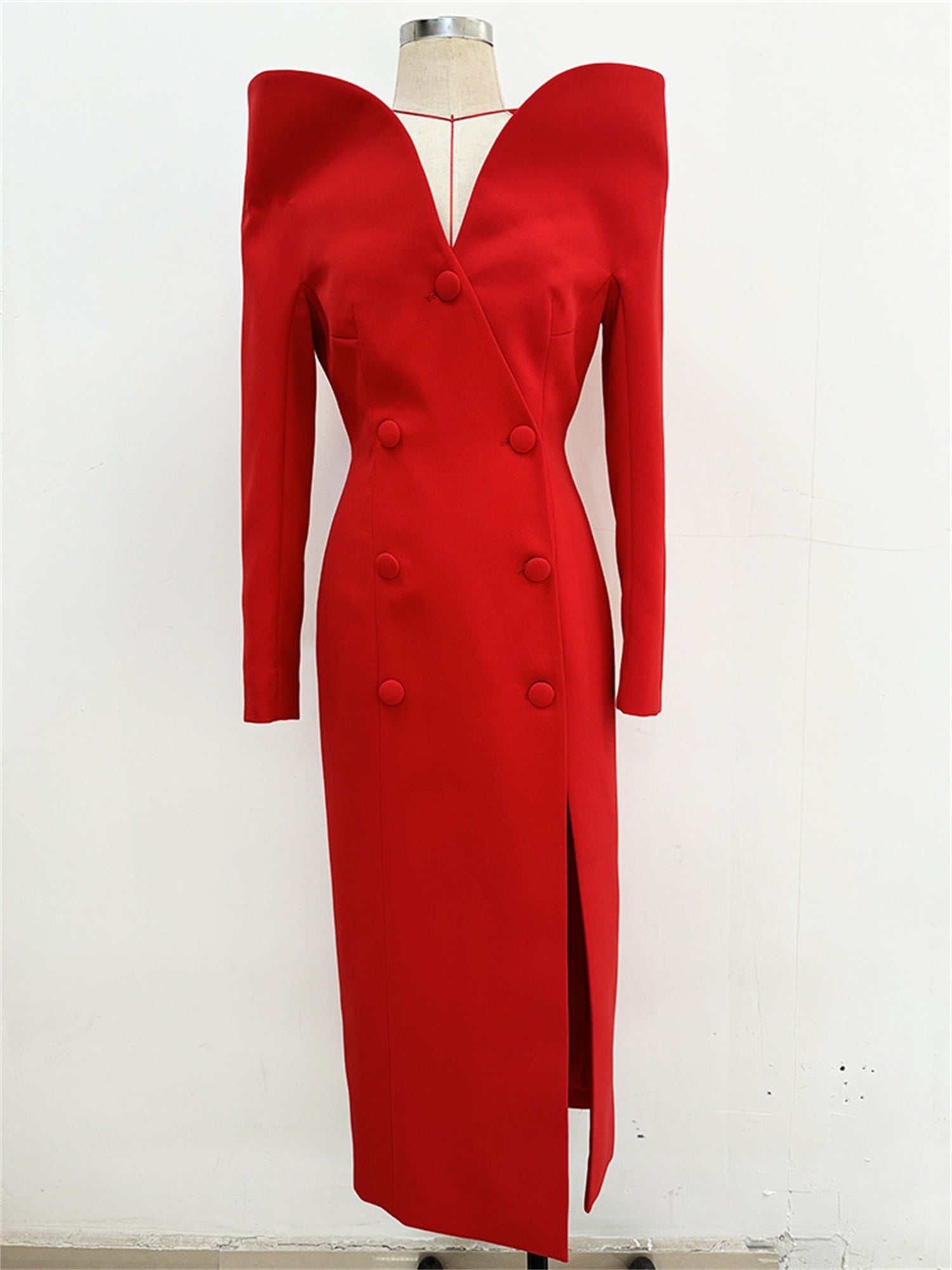 Platlogy Women's Fashion Designer Stand Collar Long Trench Overcoat Windbreaker