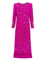 platlogy Women's Fashion Designer Party Formal Long Sleeve Luxurious Rhinestone Diamonds Beaded Long Maxi Dress Gowns