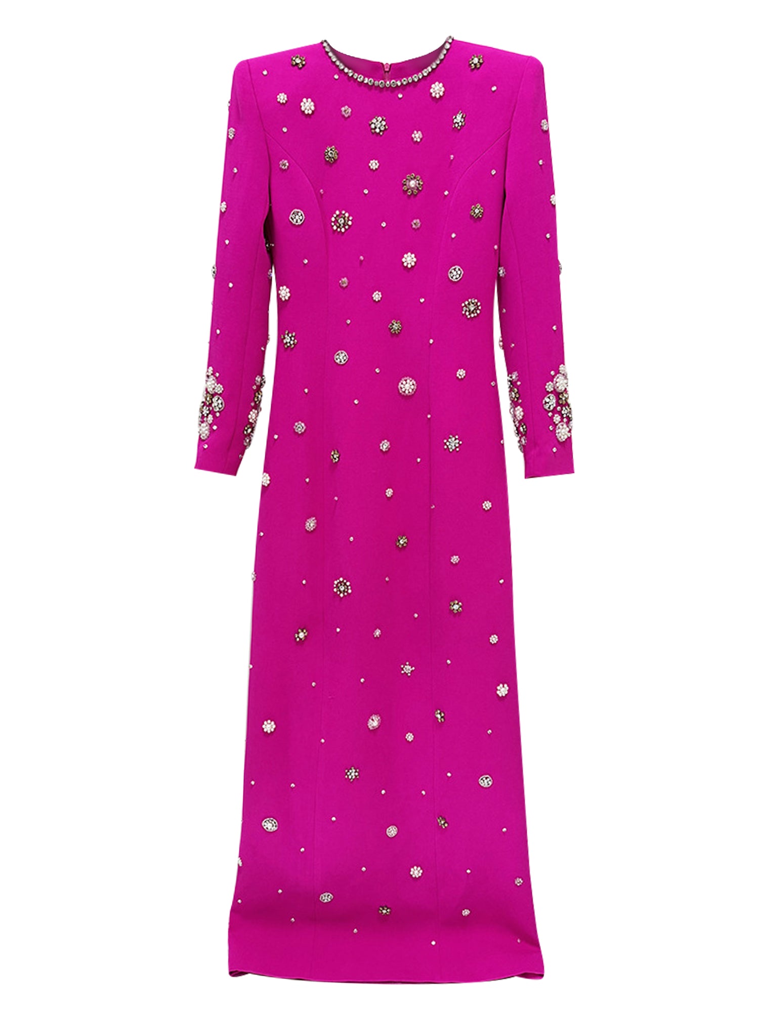 platlogy Women's Fashion Designer Party Formal Long Sleeve Luxurious Rhinestone Diamonds Beaded Long Maxi Dress Gowns