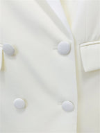 Platlogy Women's Luxury Outwear Embroidery Flares Diamond Blazer Jackets Long Sleeve Long Blazer Dress coat